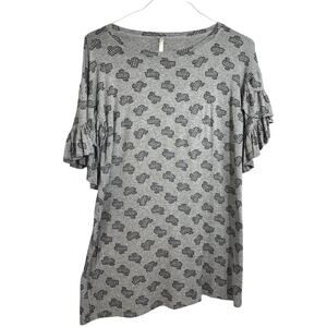 Uncle Frank By Anthropologie Gray Cactus Ruffle Sleeves Mini Dress Medium